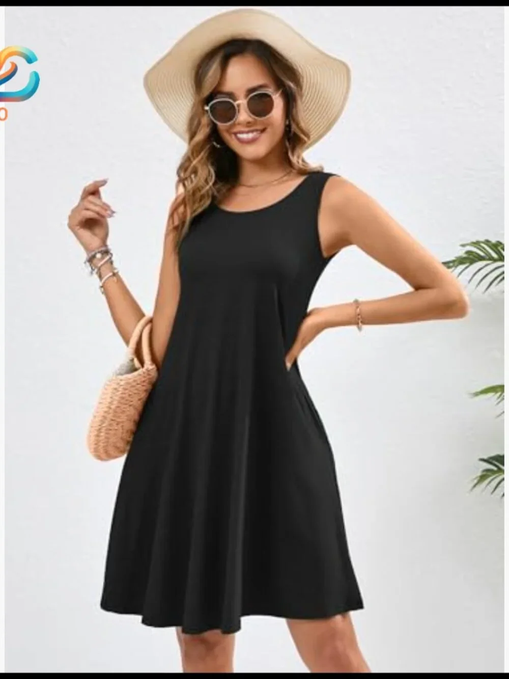 Sleeveless Swing Dress with Pockets, Casual Summer Beach Wear - Picture 5 of 5